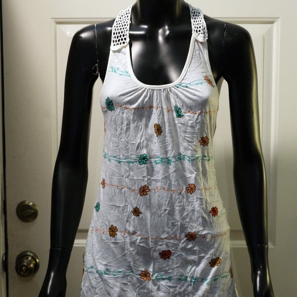 Crochet back racer cut halter top/ dress